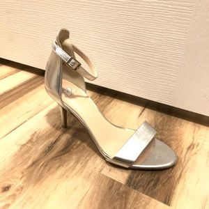 Silver BP ankle strap heels - size 7.5